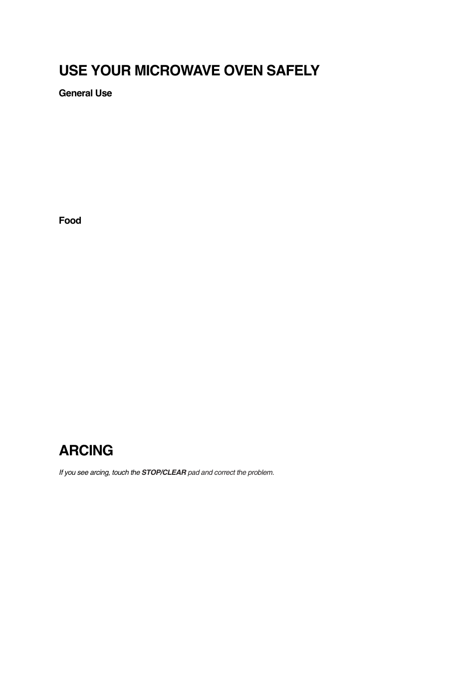 Use your microwave oven safely, Arcing | Magic Chef MCM990ST User Manual | Page 17 / 18