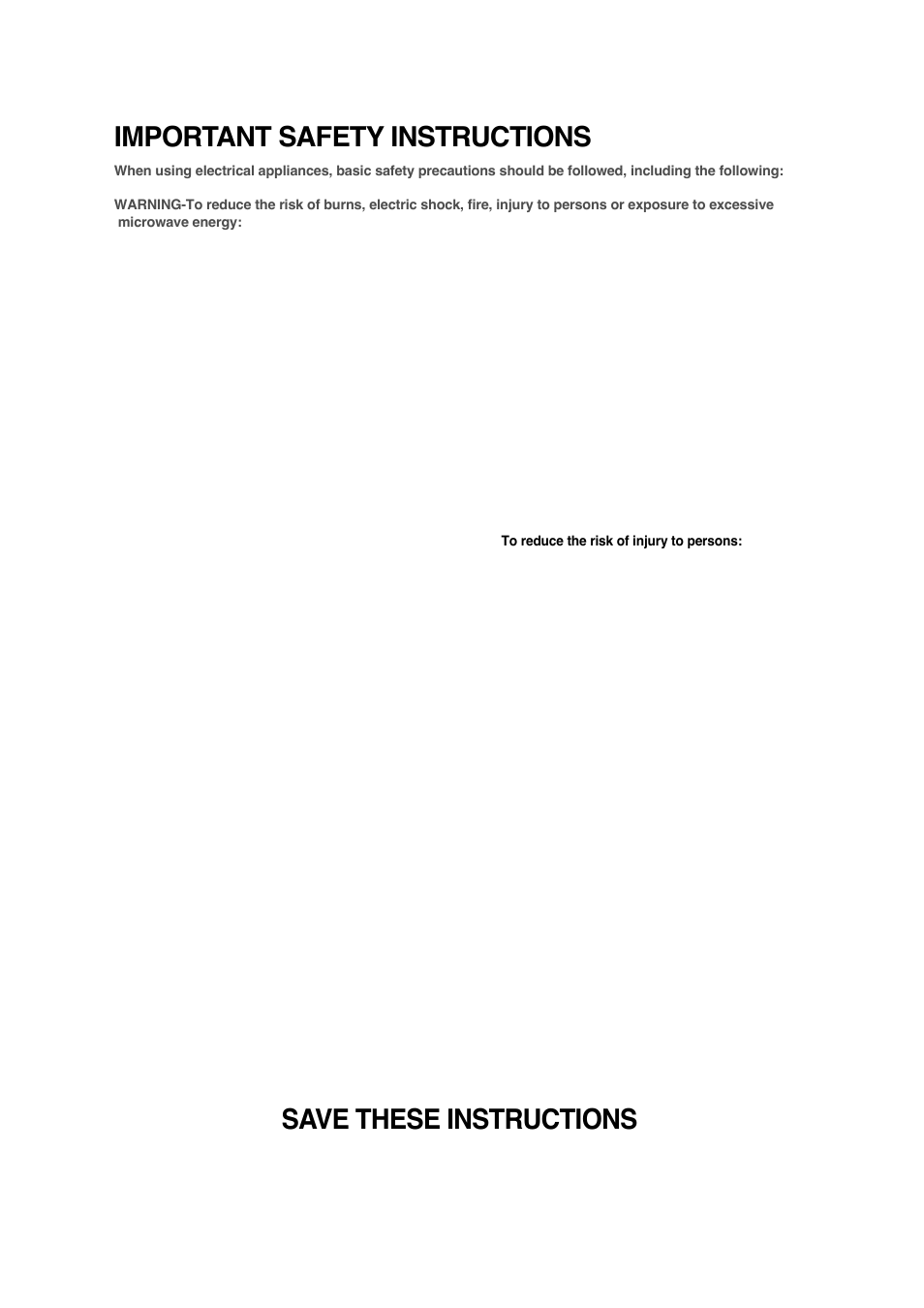 Important safety instructions, Save these instructions | Magic Chef MCM990ST User Manual | Page 4 / 18