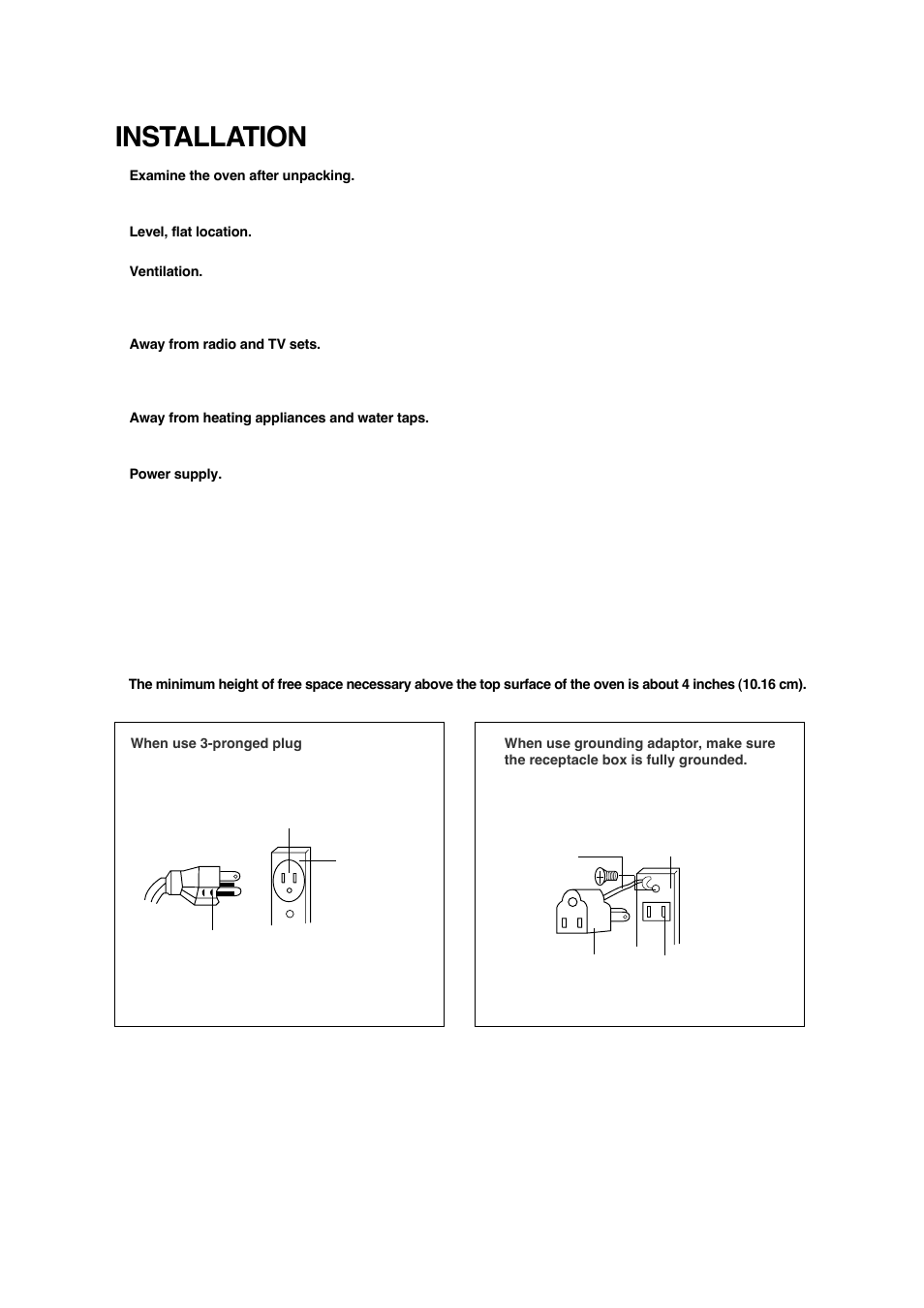 Installation | Magic Chef MCM990ST User Manual | Page 6 / 18