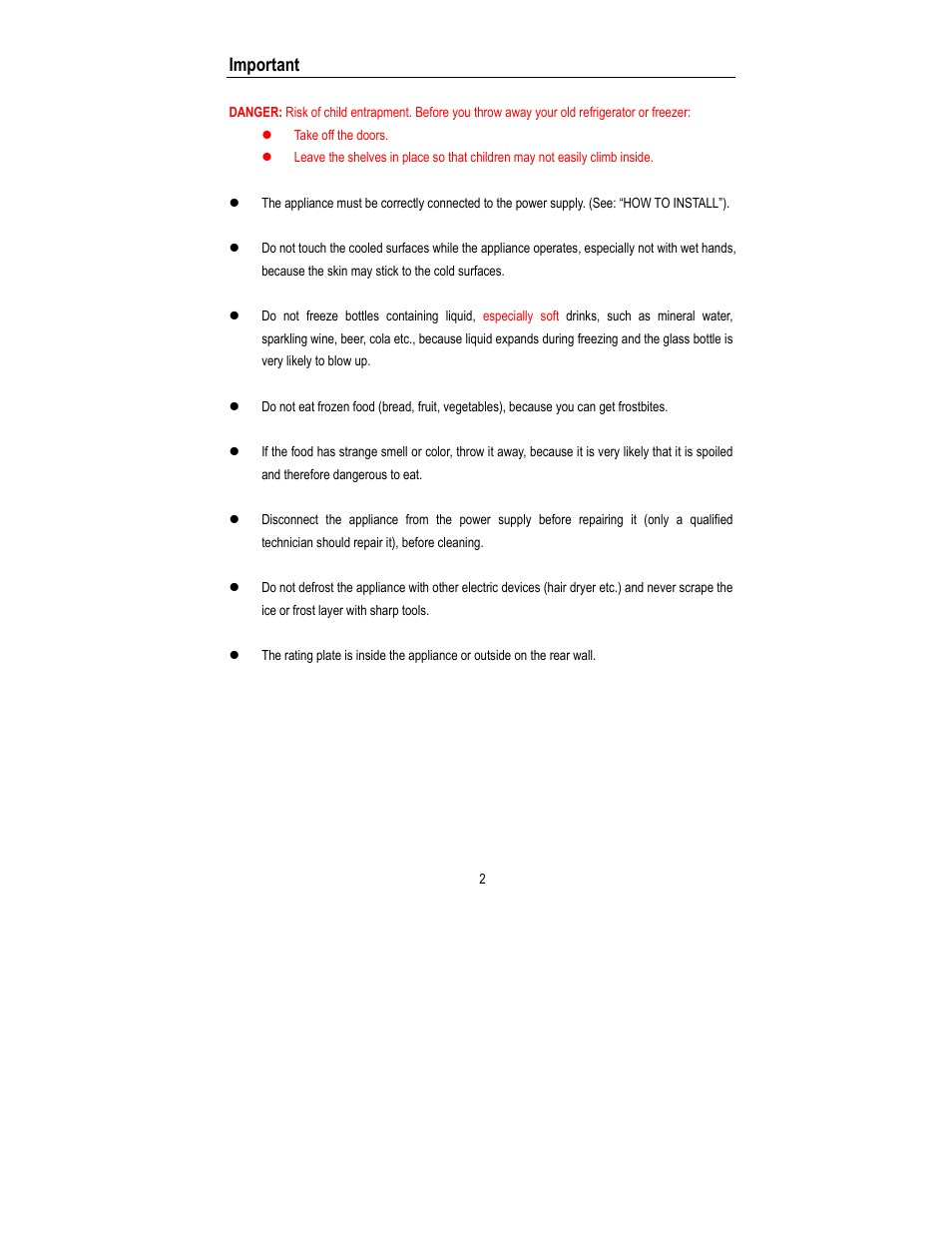 Important | Magic Chef MCBR980W User Manual | Page 3 / 9