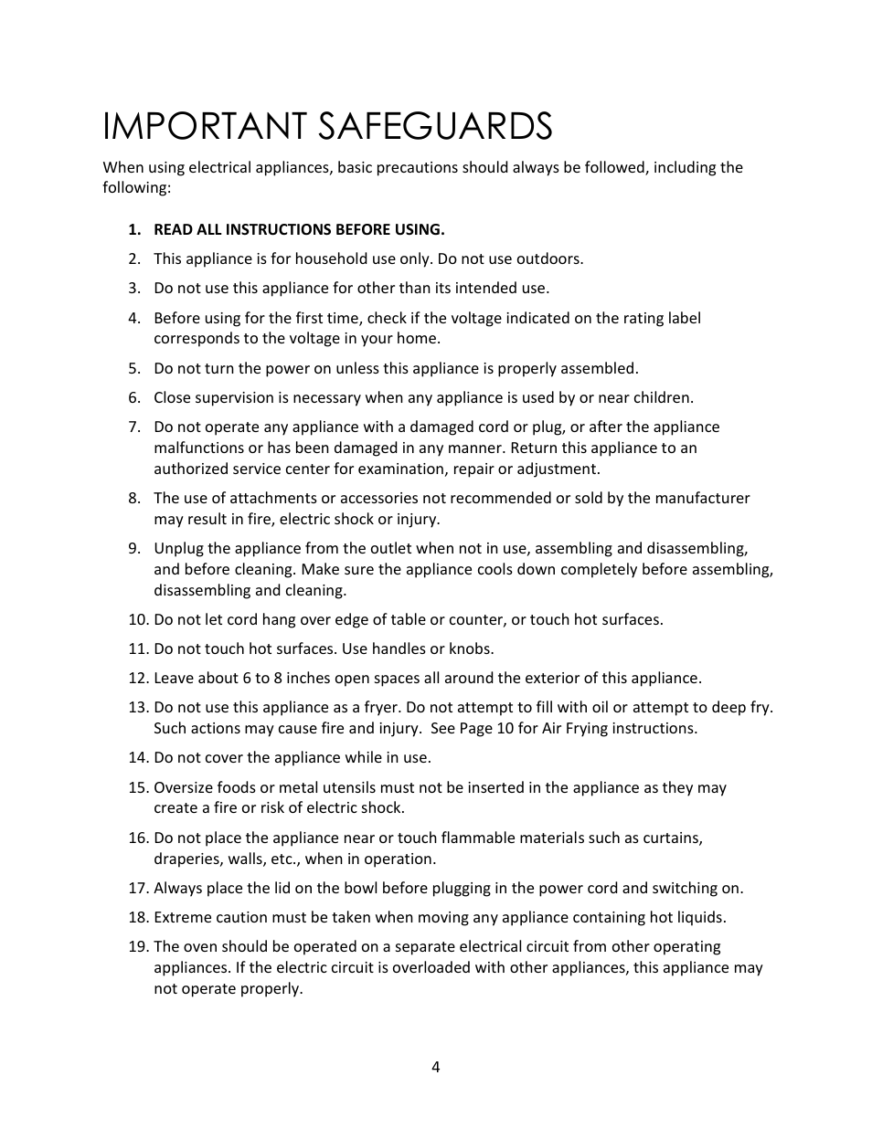 Important safeguards | Magic Chef MCSGC12W User Manual | Page 4 / 14