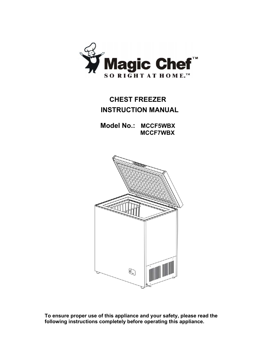 Magic Chef SO RIGHT AT HOME MCCF7WBX User Manual | 11 pages