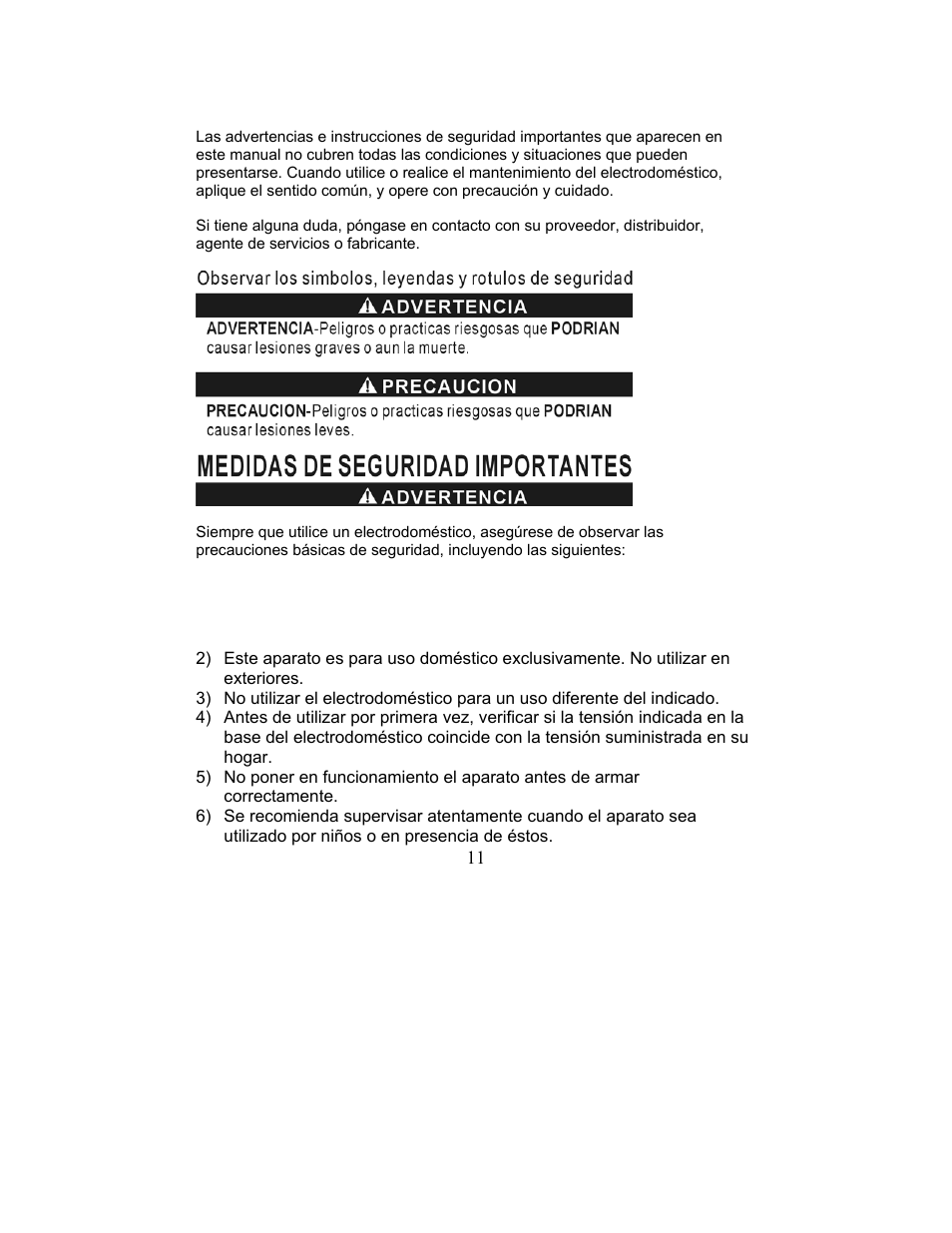 Medidas importantes de seguridad, 1) leer todas las instrucciones | Magic Chef MCHM1W User Manual | Page 11 / 18
