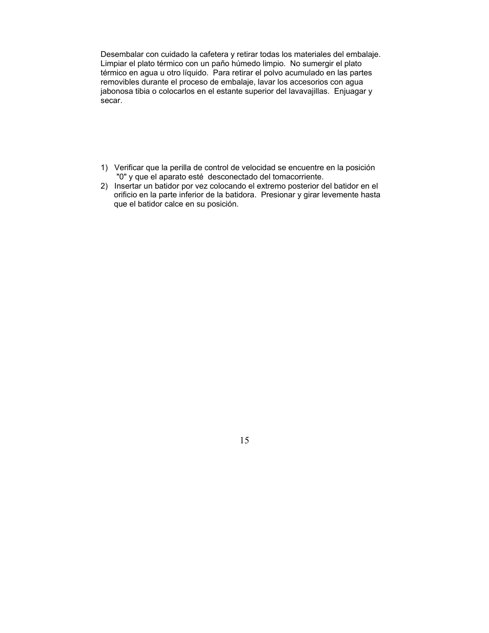 Instrucciones de armado y uso, Para colocar los accesorios, Para sacar los batidores | Proceso de batir | Magic Chef MCHM1W User Manual | Page 15 / 18