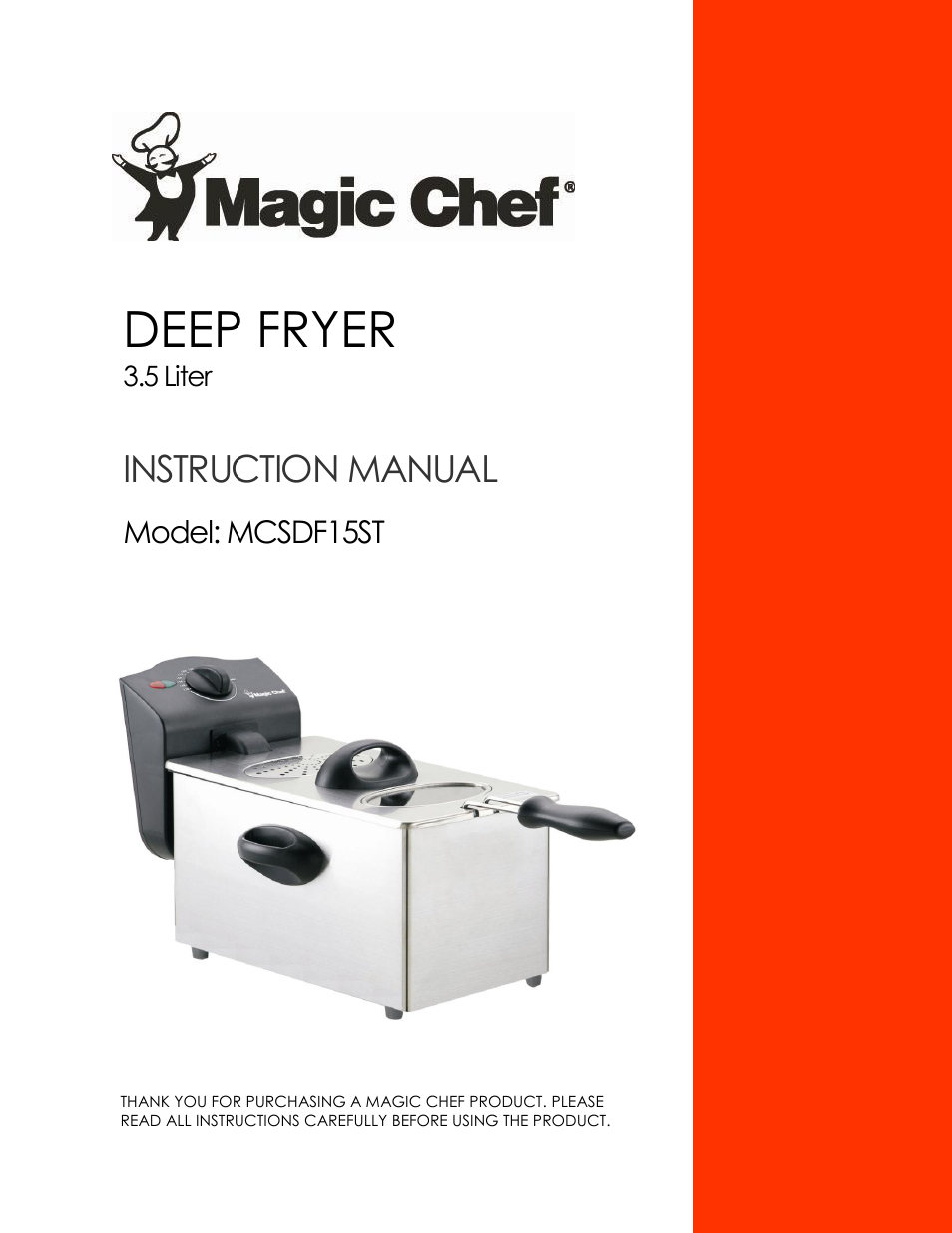 Magic Chef MCSDF15ST User Manual | 13 pages