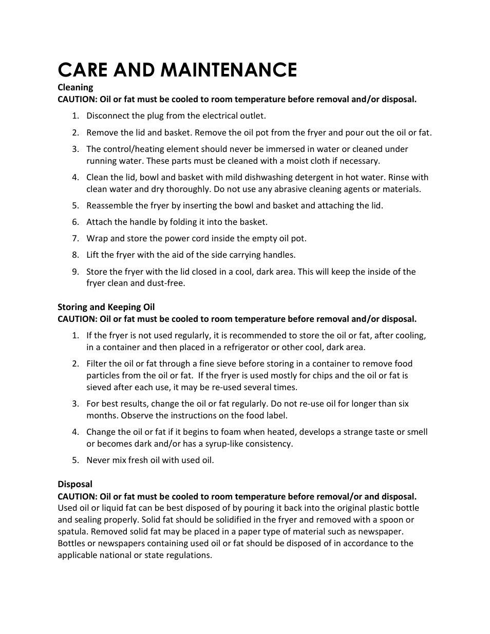 Care and maintenance | Magic Chef MCSDF15ST User Manual | Page 12 / 13