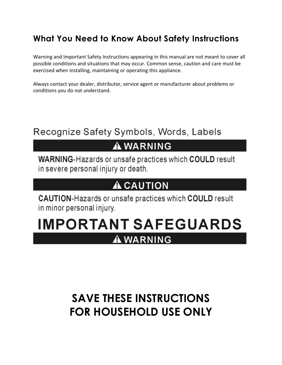 Save these instructions for household use only, What you need to know about safety instructions | Magic Chef MCSDF15ST User Manual | Page 3 / 13