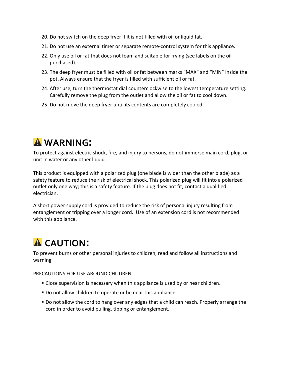 Warning, Caution | Magic Chef MCSDF15ST User Manual | Page 5 / 13