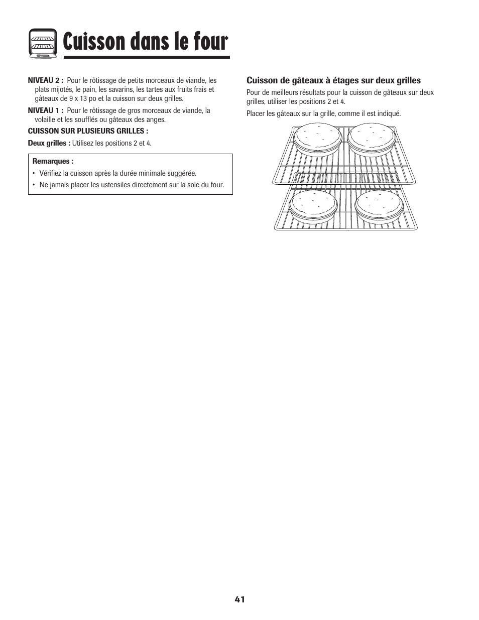 Cuisson dans le four | Magic Chef 500 User Manual | Page 42 / 80