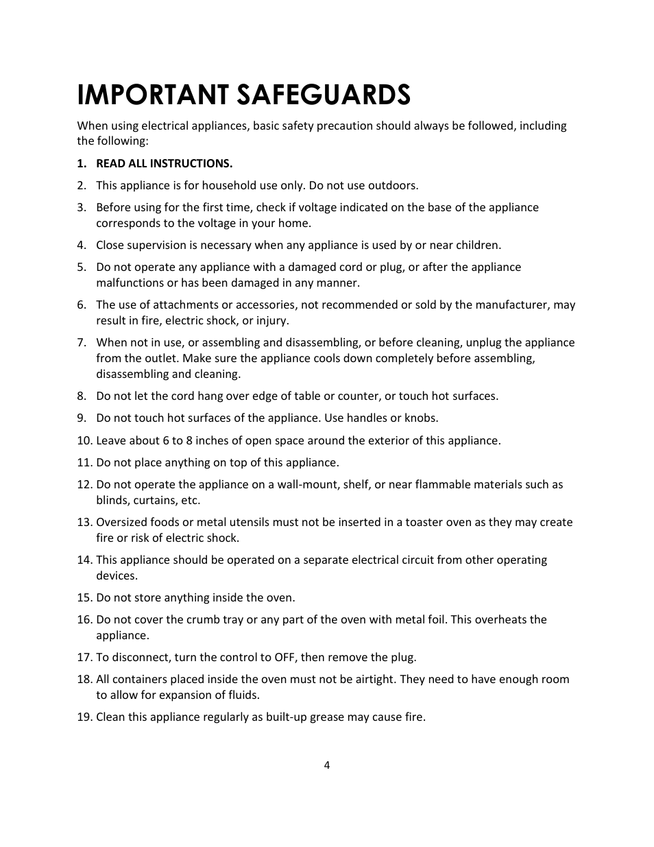 Important safeguards | Magic Chef MCSTO6B User Manual | Page 4 / 10