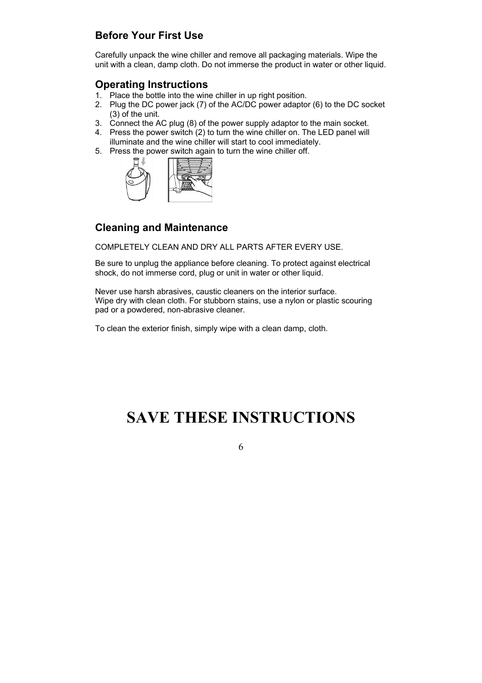Save these instructions | Magic Chef EWWC2SI User Manual | Page 6 / 7