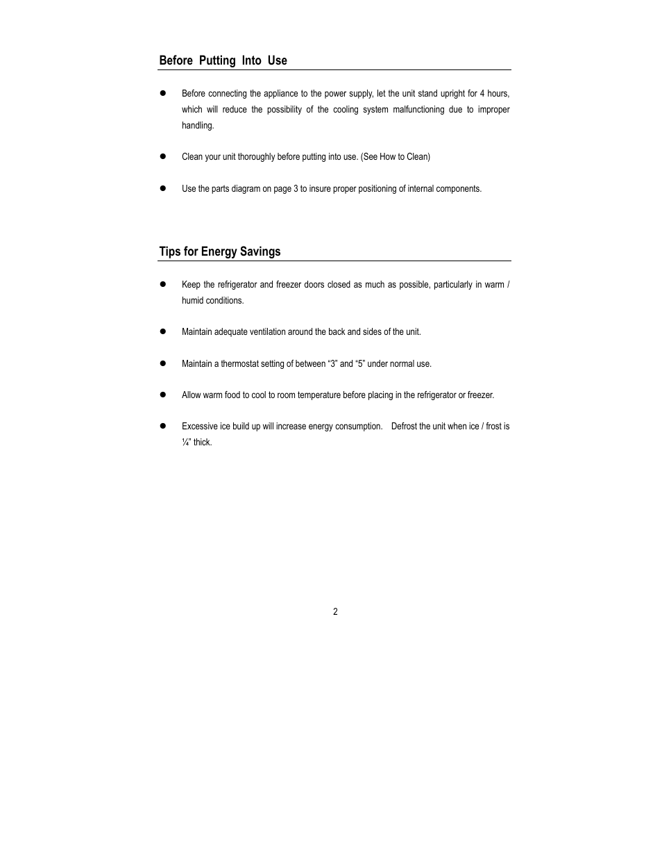 Before putting into use, Tips for energy savings | Magic Chef MCBR415S User Manual | Page 3 / 10