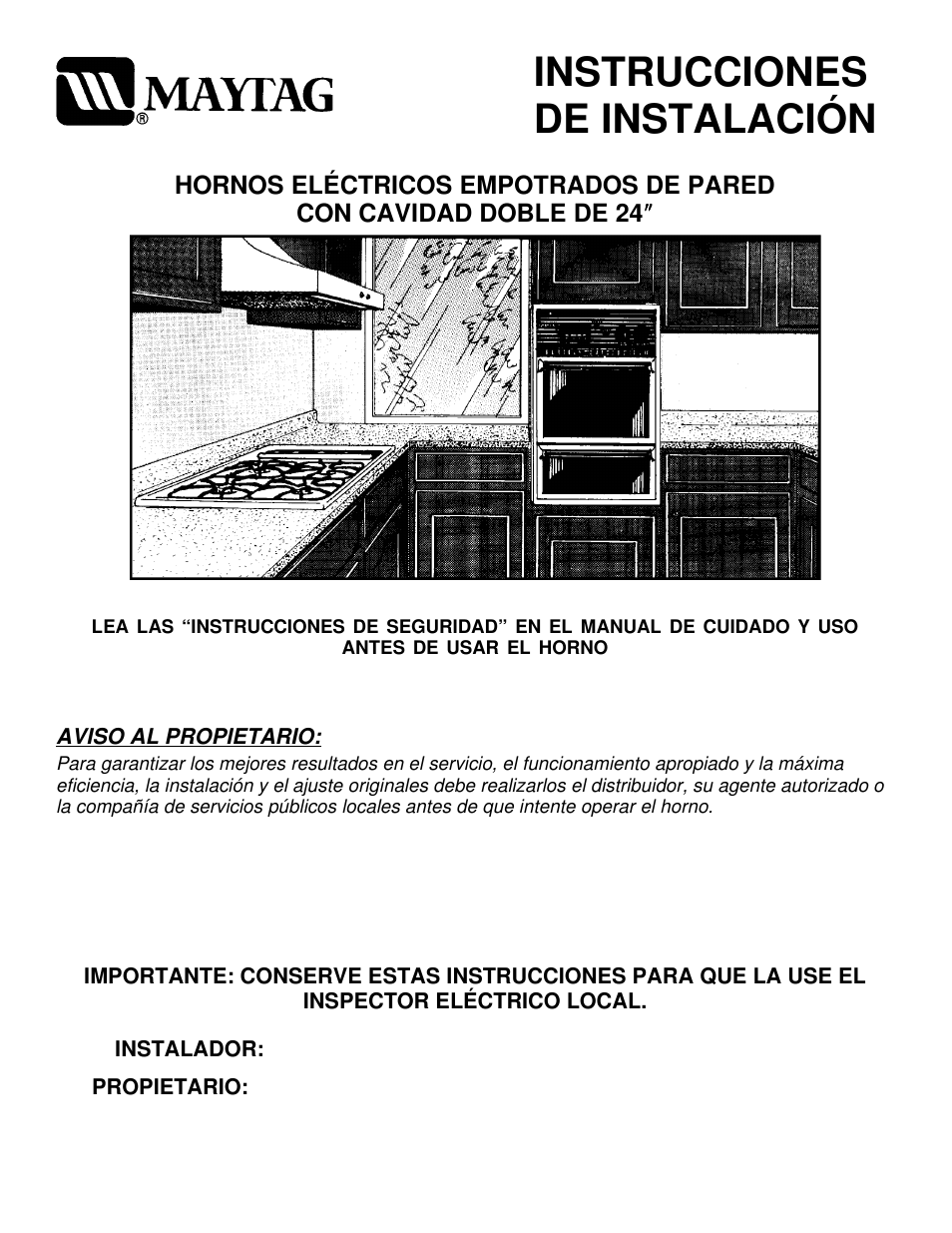 Instrucciones de instalación | Magic Chef Electric Built-In Double Cavity Wall Oven User Manual | Page 4 / 9