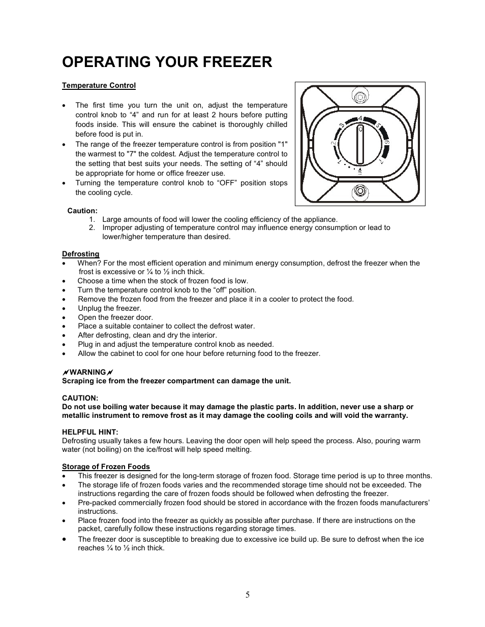Operating your freezer | Magic Chef MCUF88W User Manual | Page 6 / 10