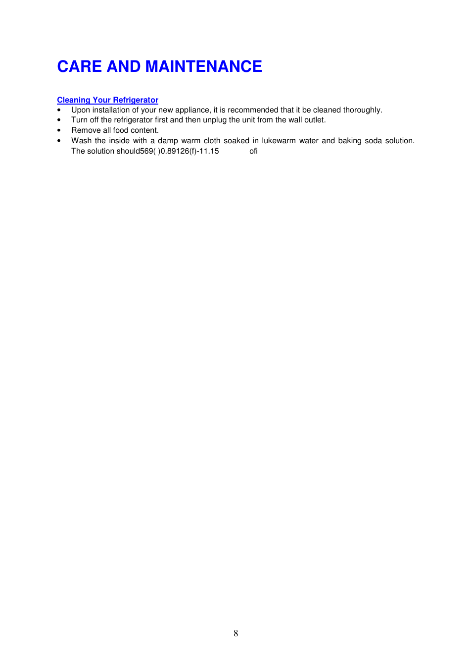 Care and maintenance | Magic Chef MCBR1010S User Manual | Page 9 / 12