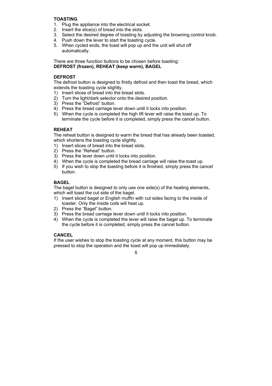 Magic Chef EWTS3S2 User Manual | Page 8 / 10