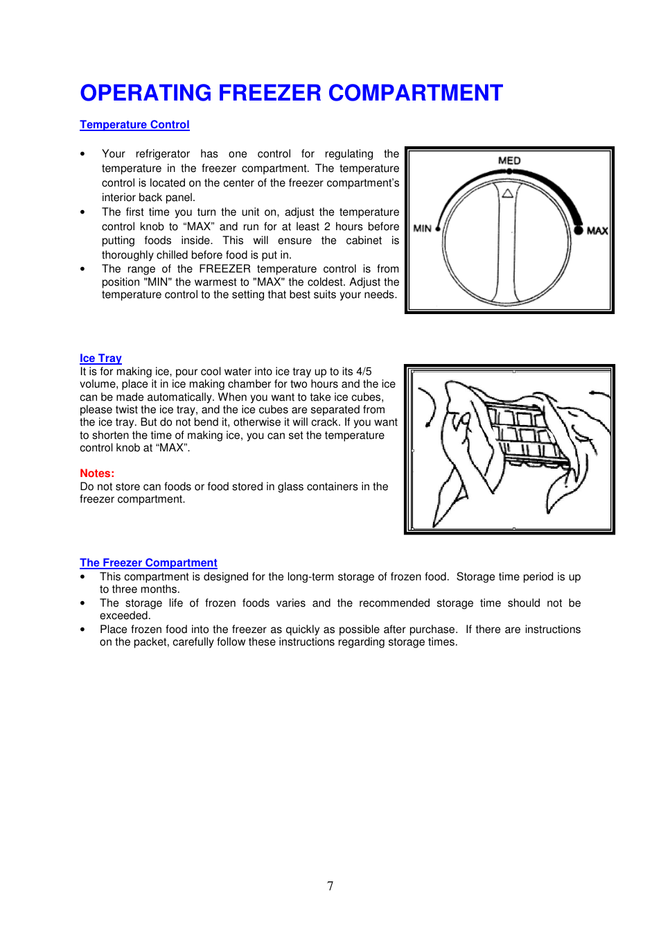 Operating freezer compartment | Magic Chef MCBR1010W User Manual | Page 8 / 12
