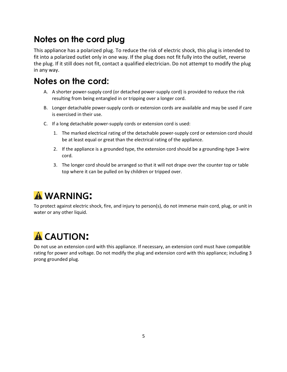 Warning, Caution | Magic Chef MCSCM12TB User Manual | Page 5 / 11