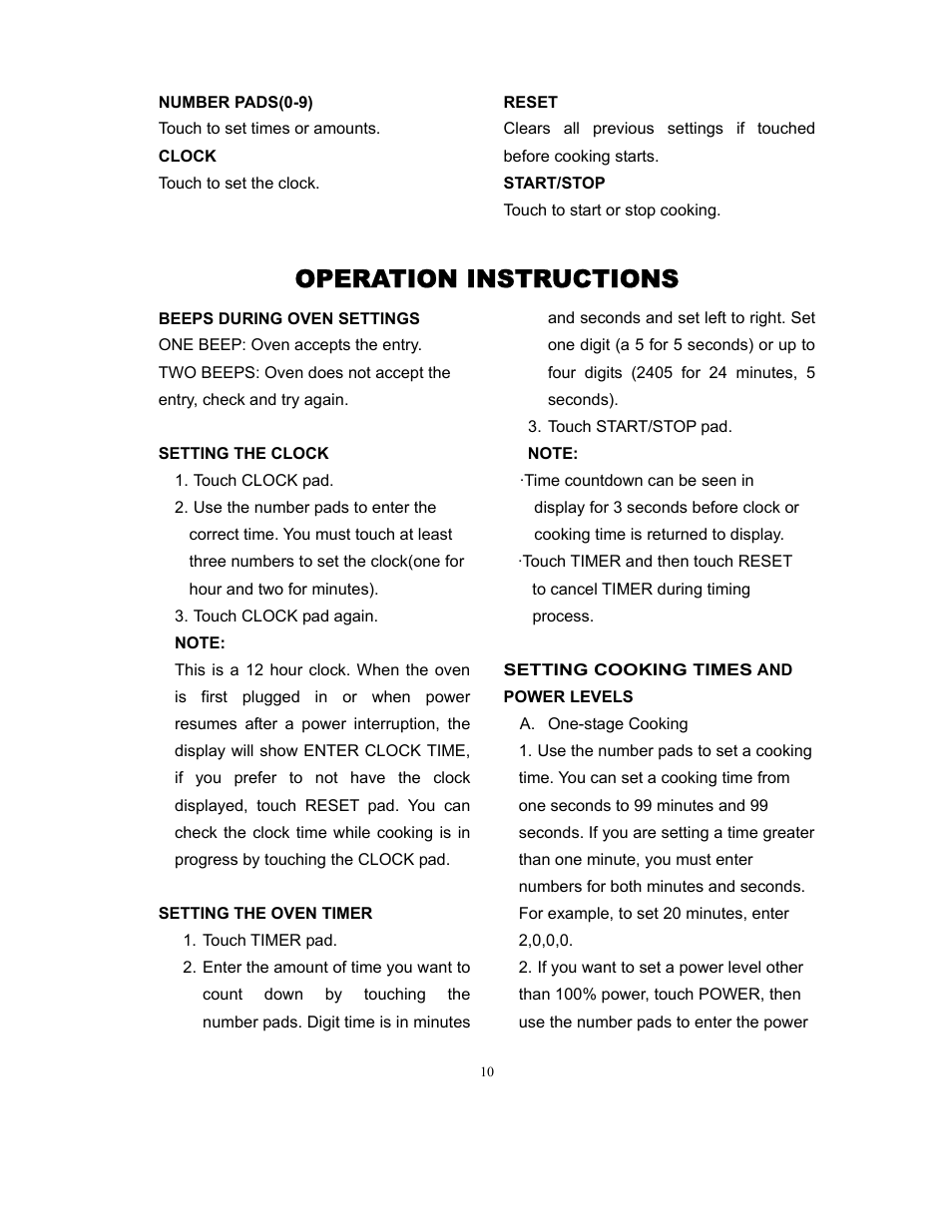Operation instructions | Magic Chef MCD775W User Manual | Page 11 / 17