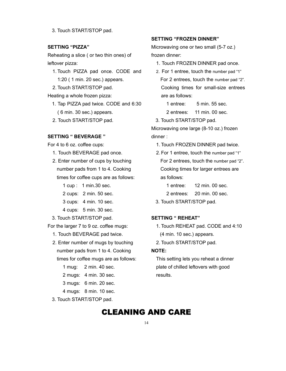 Cleaning and care | Magic Chef MCD775W User Manual | Page 15 / 17