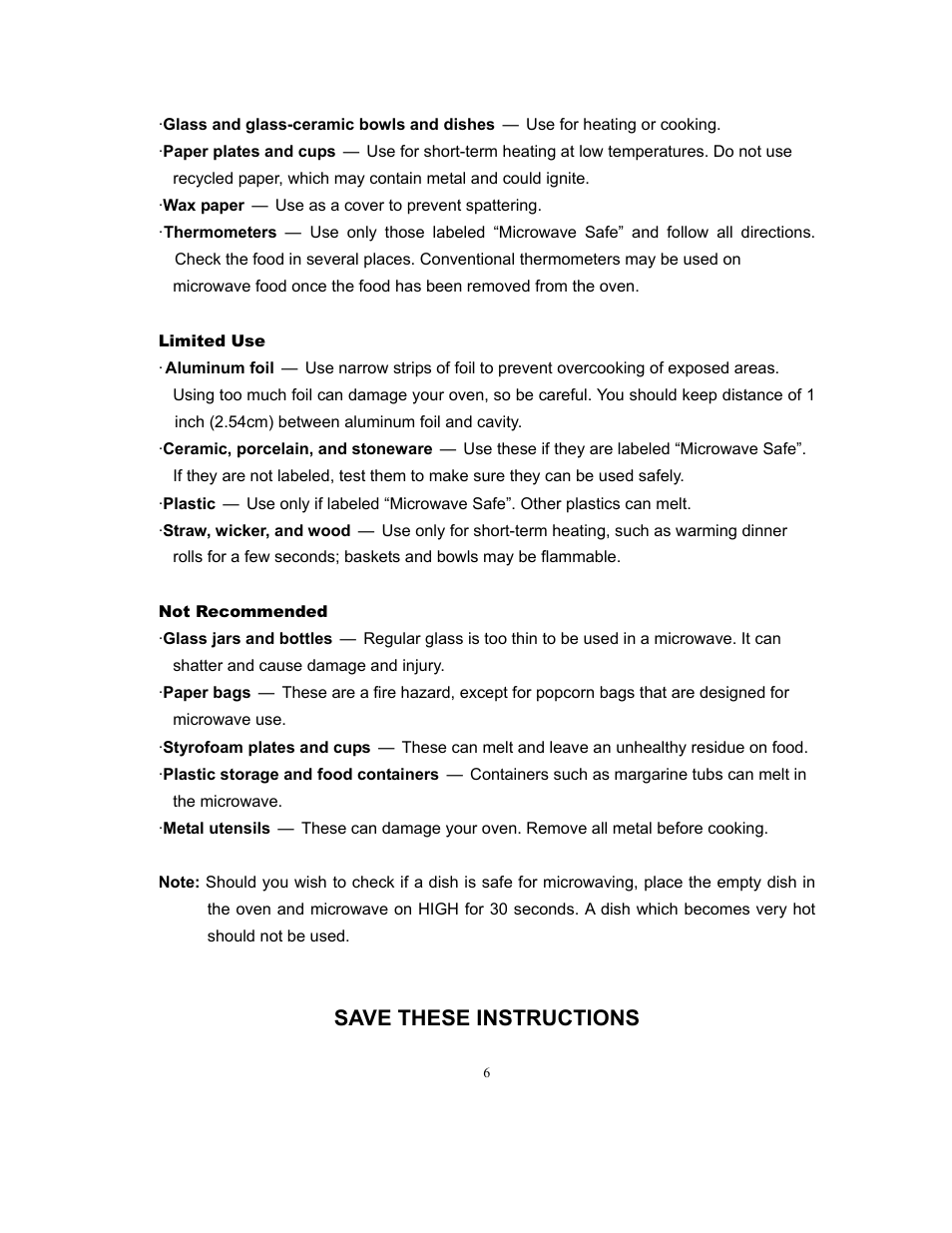 Save these instructions | Magic Chef MCD775W User Manual | Page 7 / 17