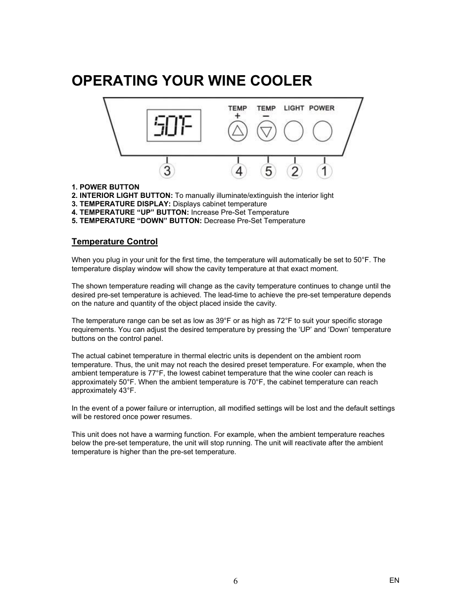 Operating your wine cooler | Magic Chef MCWC12SV User Manual | Page 7 / 10