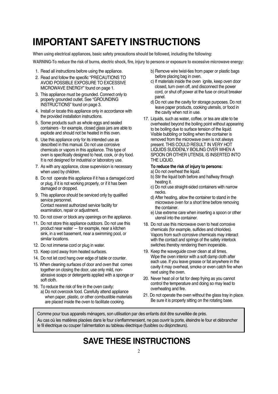 Important safety instructions, Save these instructions | Magic Chef MCD990ARB User Manual | Page 3 / 33