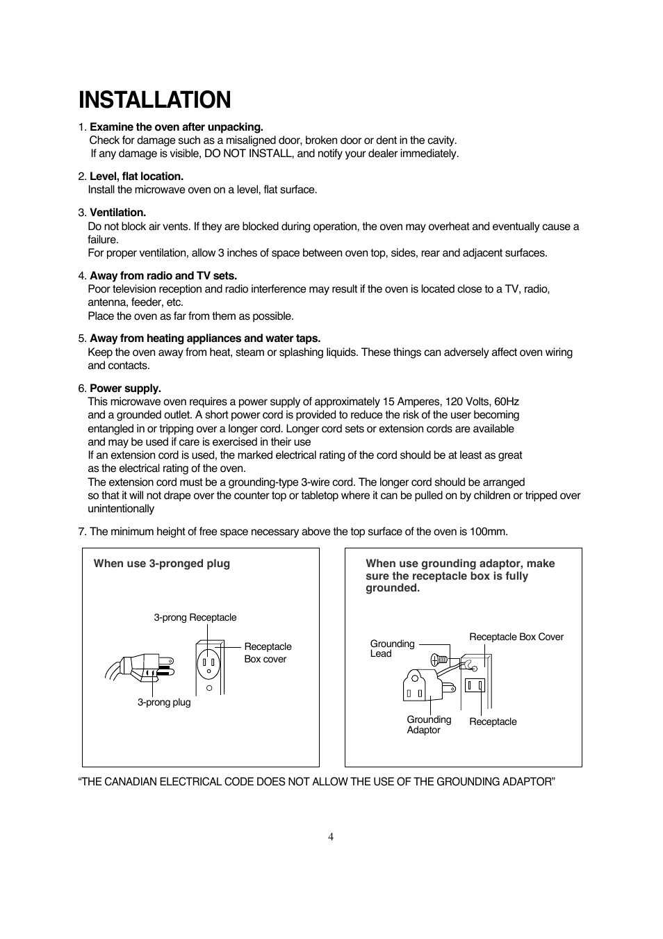 Installation | Magic Chef MCD990ARB User Manual | Page 5 / 33