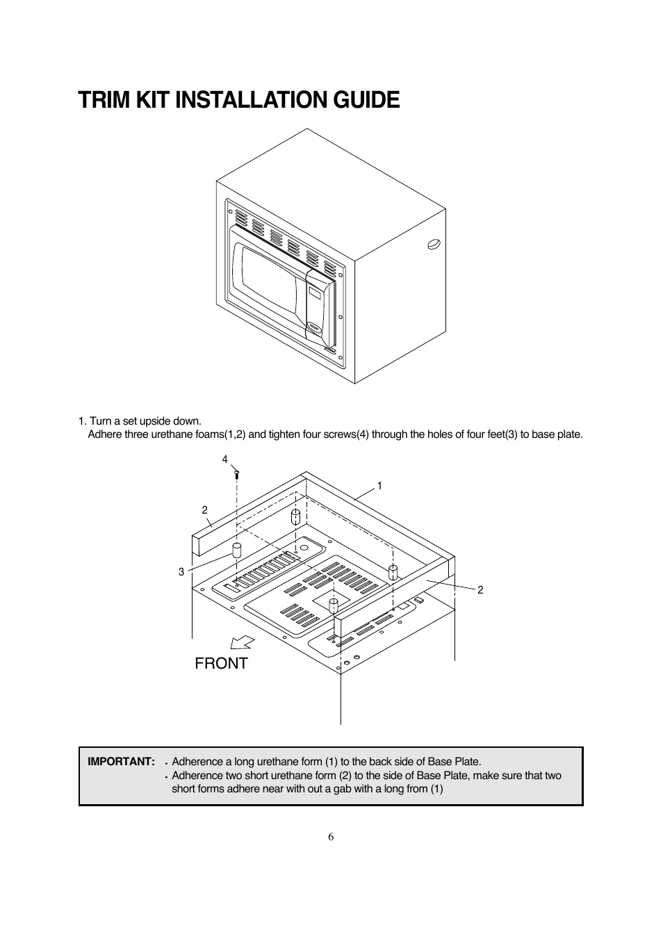 Trim kit installation guide, Front | Magic Chef MCD990ARB User Manual | Page 7 / 33