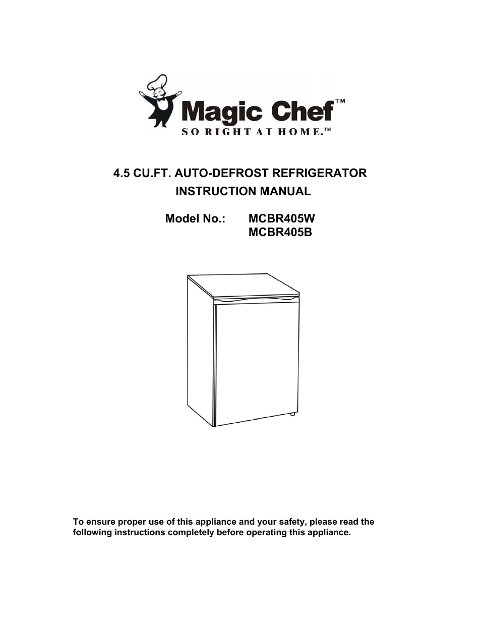 Magic Chef MCBR405B User Manual | 11 pages