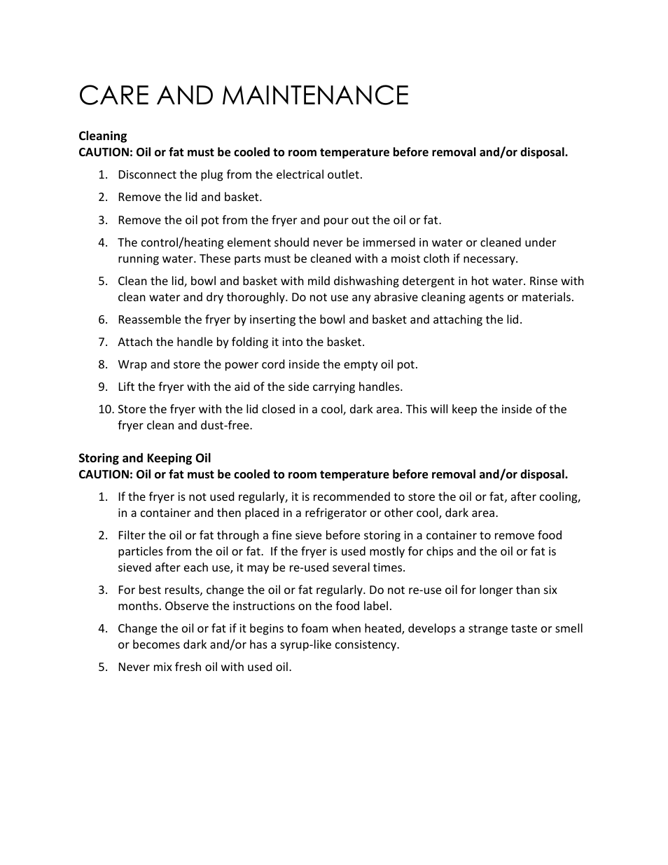 Care and maintenance | Magic Chef MCSDF6ST User Manual | Page 12 / 14