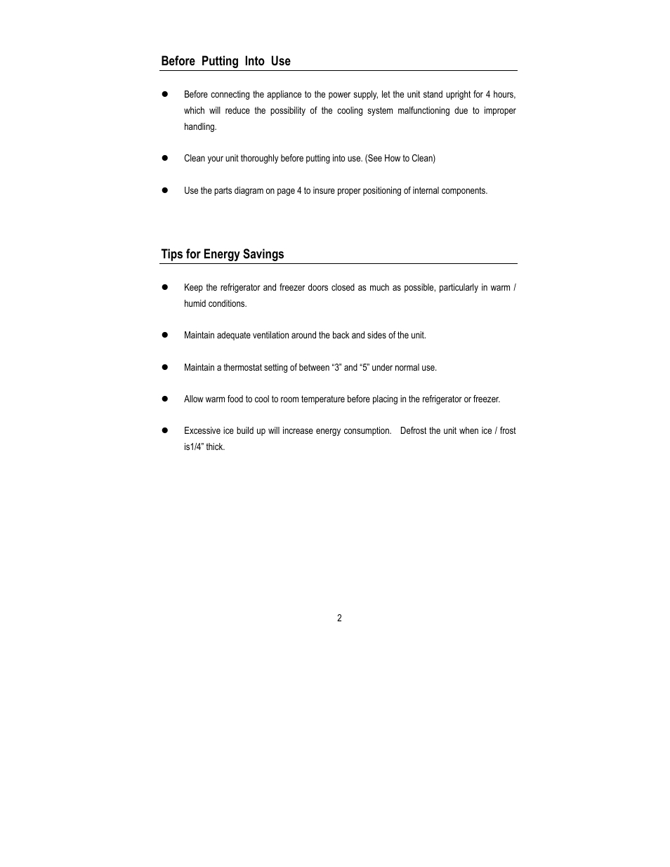 Before putting into use, Tips for energy savings | Magic Chef MCBR445B1 User Manual | Page 3 / 11