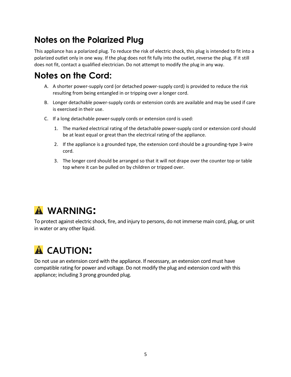 Warning, Caution | Magic Chef MCSCM10PGBST User Manual | Page 5 / 12