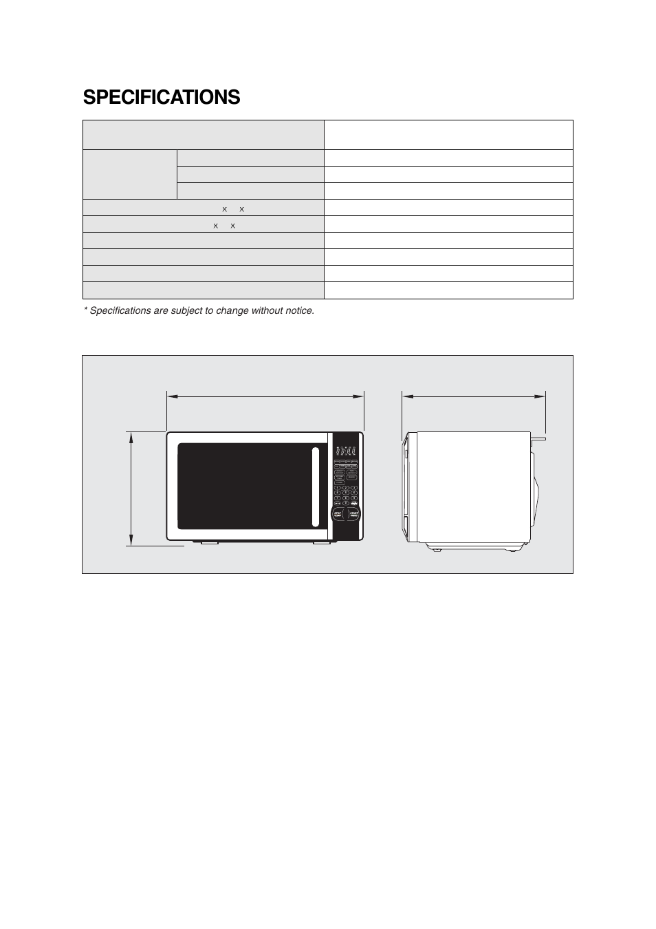 Specifications | Magic Chef MCM1110STK User Manual | Page 7 / 18