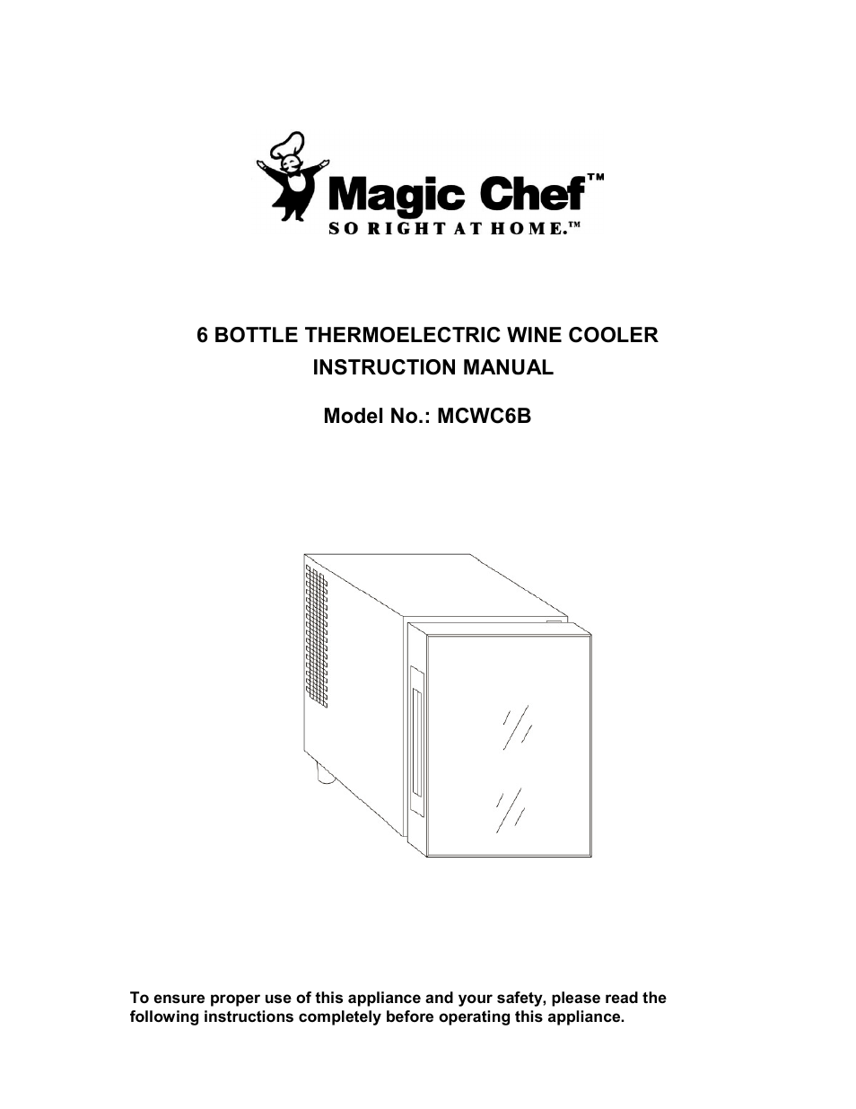 Magic Chef MCWC6B User Manual | 10 pages