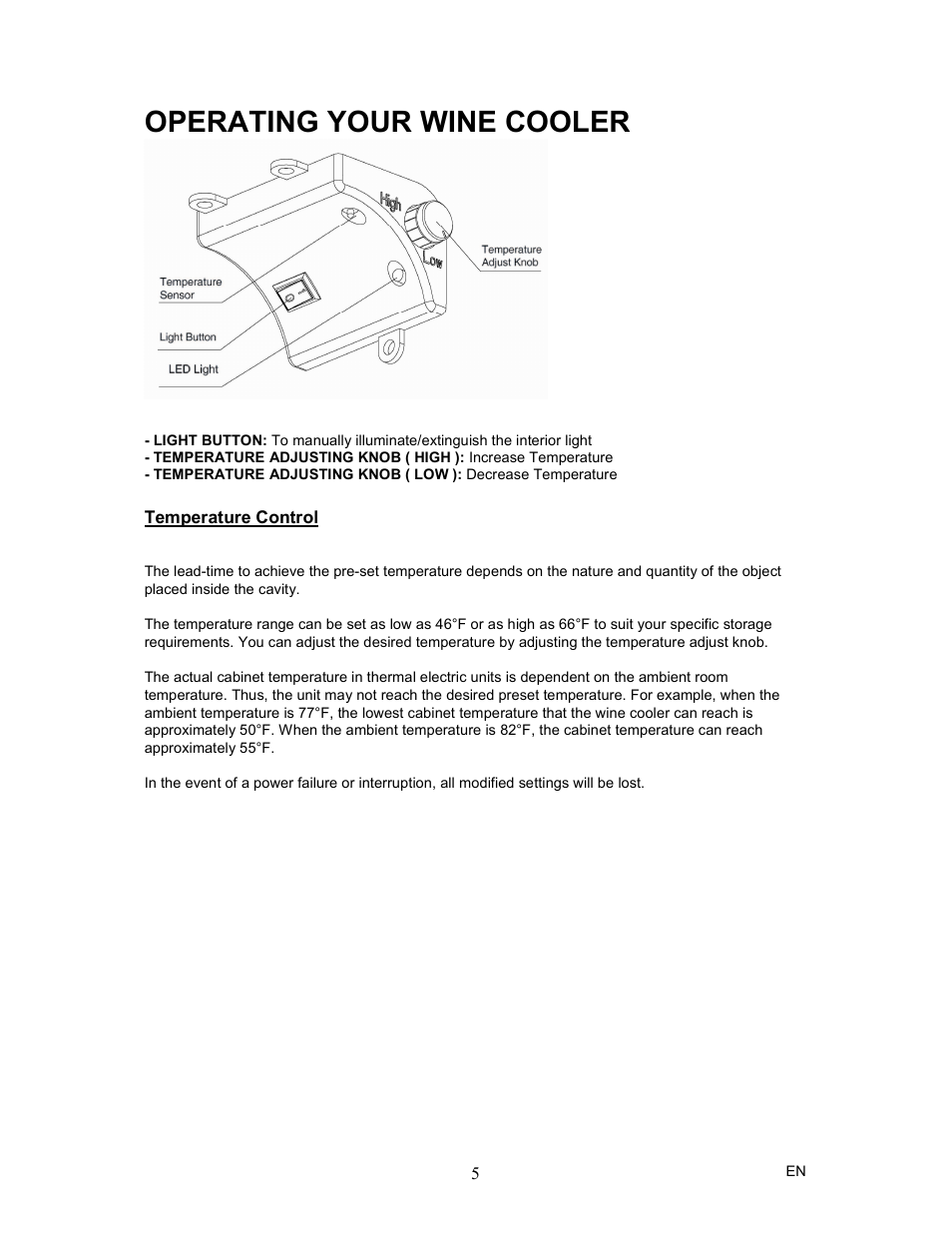 Operating your wine cooler | Magic Chef MCWC6B User Manual | Page 6 / 10