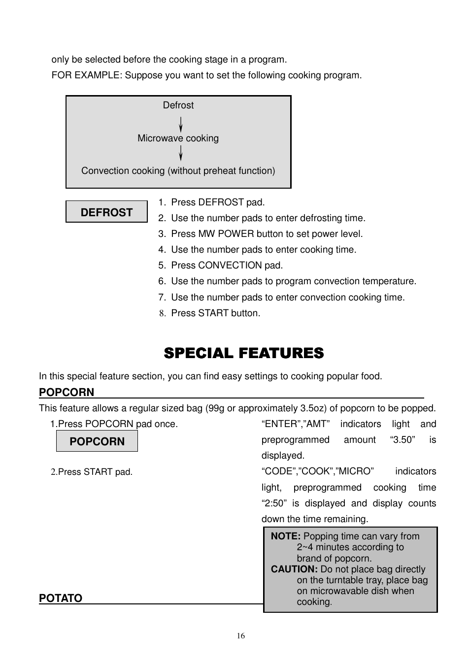 Special features | Magic Chef MCC1010STG User Manual | Page 17 / 21