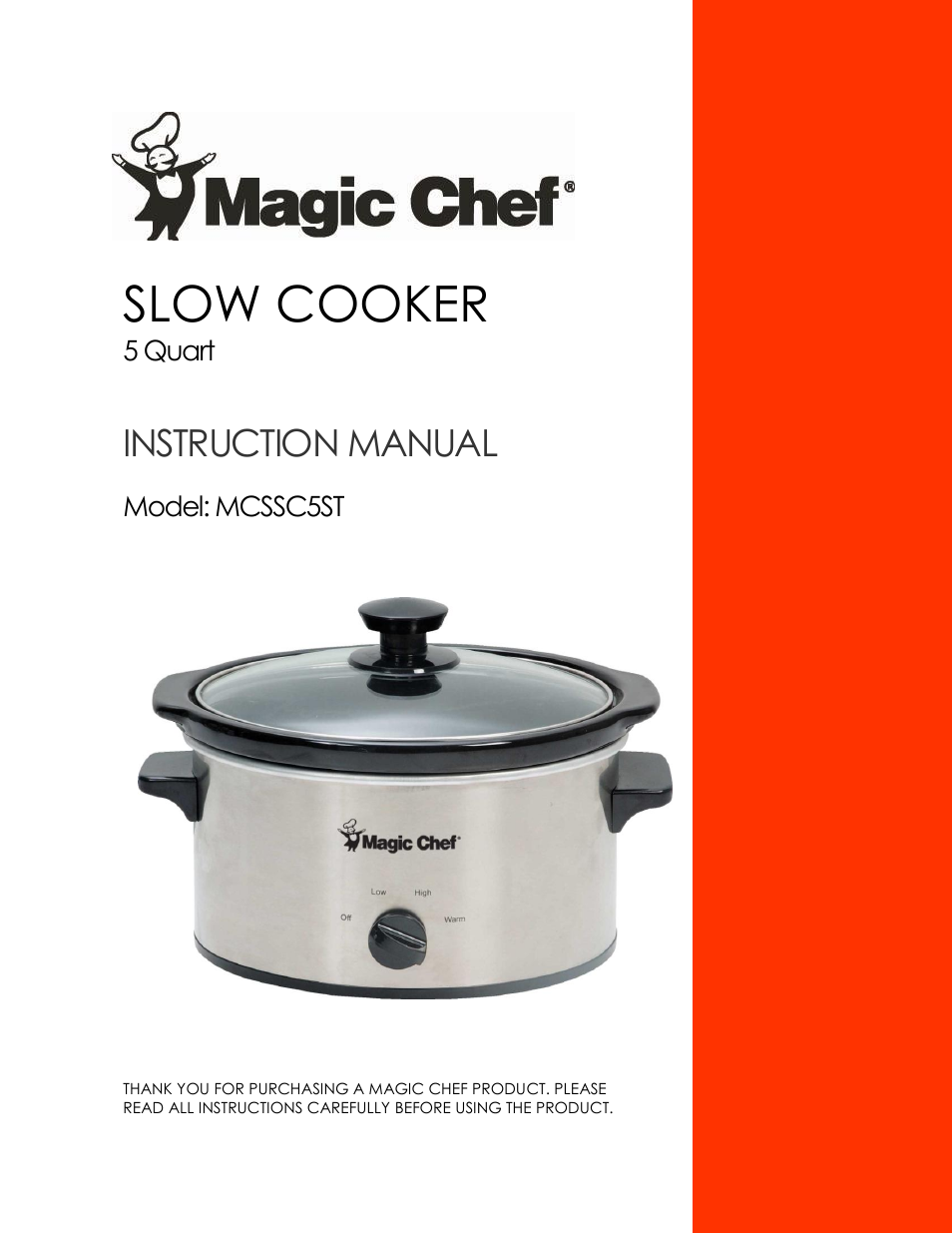 Magic Chef MCSSC5ST User Manual | 11 pages