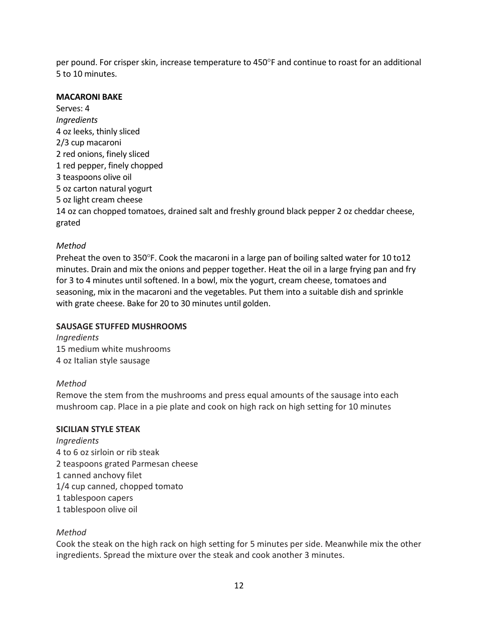 Magic Chef MCSGC12B User Manual | Page 12 / 14