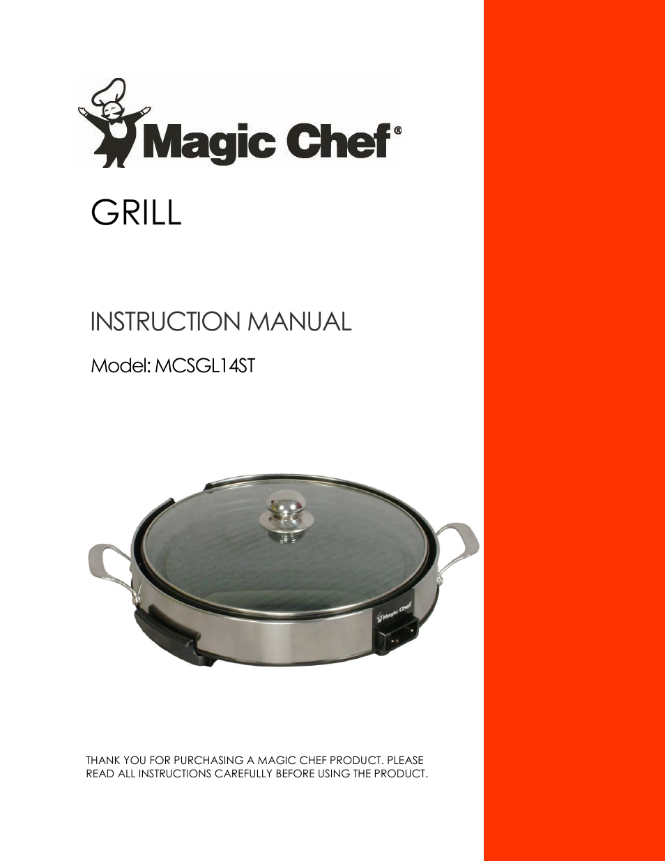 Magic Chef MCSGL14ST User Manual | 10 pages