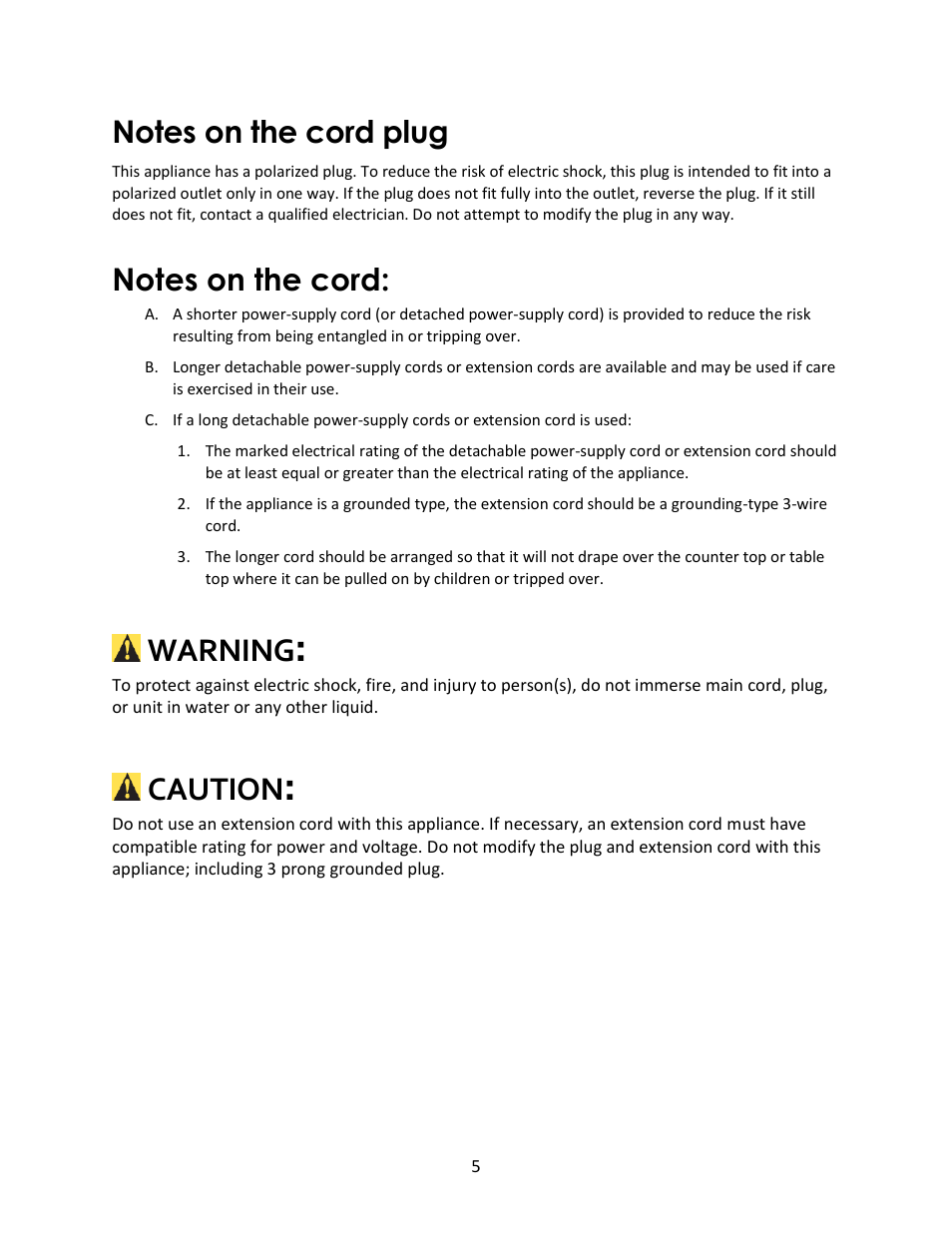 Warning, Caution | Magic Chef MCSGL14ST User Manual | Page 5 / 10