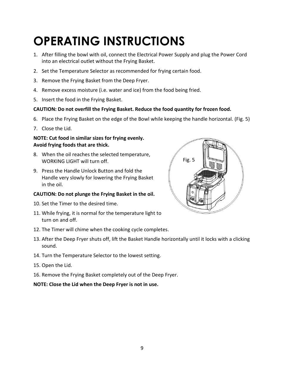 Operating instructions | Magic Chef MCSDF12W User Manual | Page 9 / 13