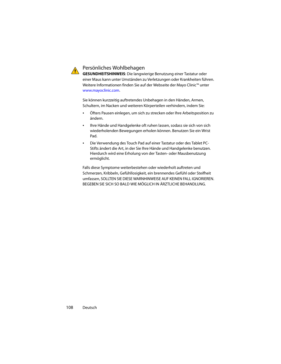 Persönliches wohlbehagen | Motion Computing J3400 MDC001 User Manual | Page 108 / 183