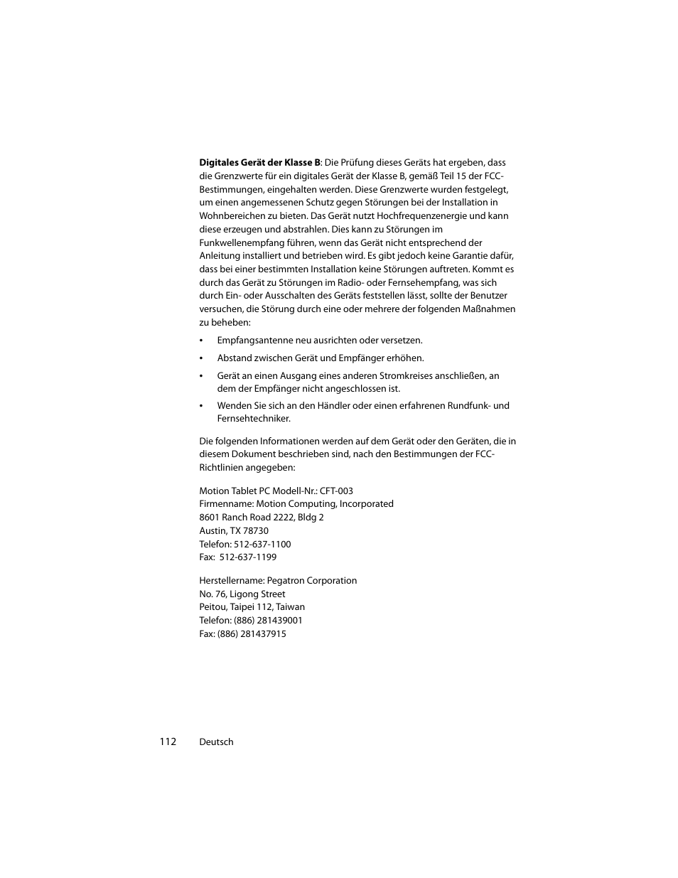Motion Computing J3400 MDC001 User Manual | Page 112 / 183