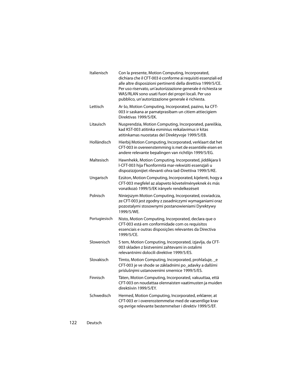 Motion Computing J3400 MDC001 User Manual | Page 122 / 183