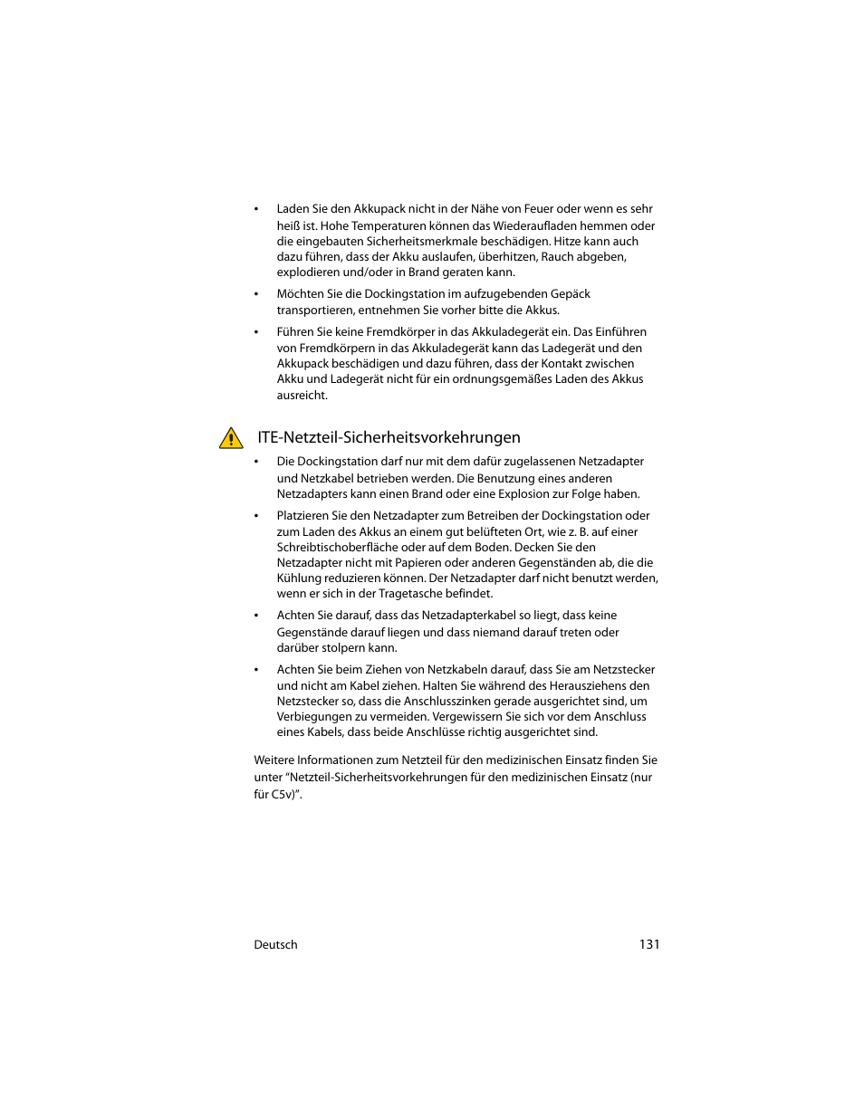 Ite-netzteil-sicherheitsvorkehrungen | Motion Computing J3400 MDC001 User Manual | Page 131 / 183