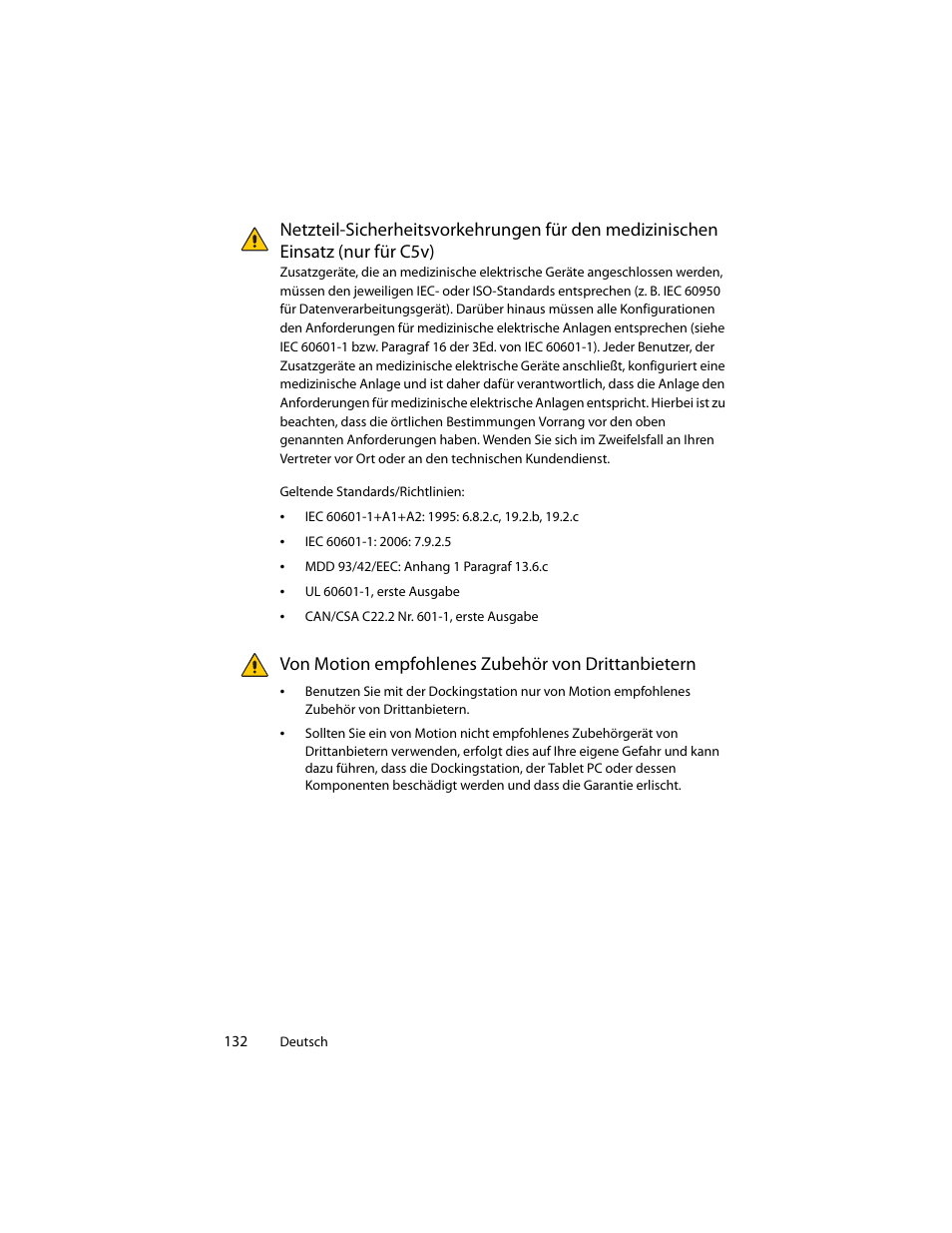Von motion empfohlenes zubehör von drittanbietern, Nur für c5v) | Motion Computing J3400 MDC001 User Manual | Page 132 / 183