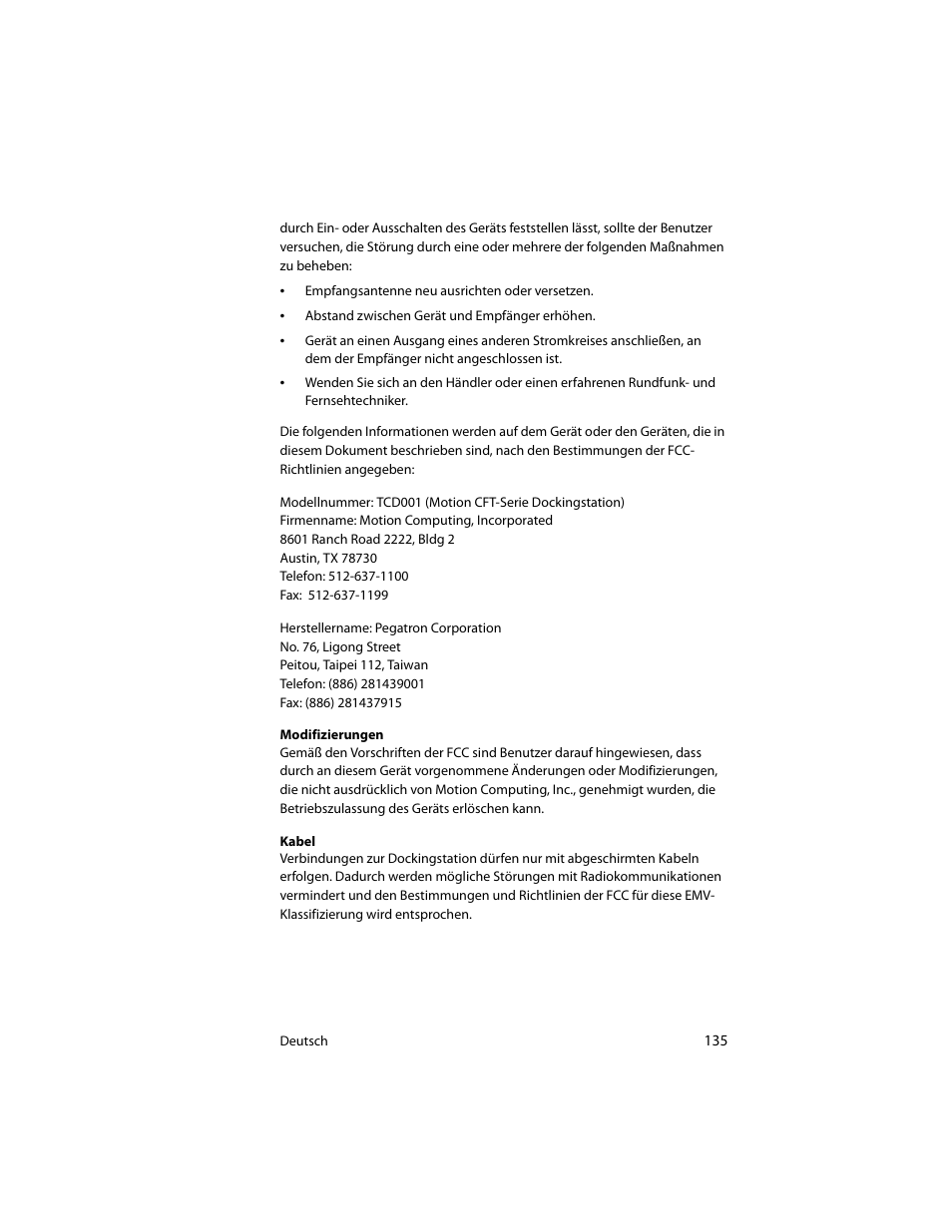 Motion Computing J3400 MDC001 User Manual | Page 135 / 183