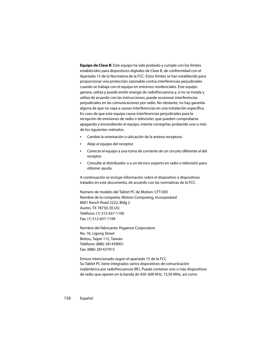 Motion Computing J3400 MDC001 User Manual | Page 156 / 183