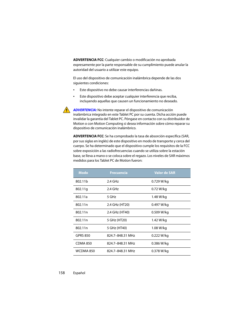 Motion Computing J3400 MDC001 User Manual | Page 158 / 183